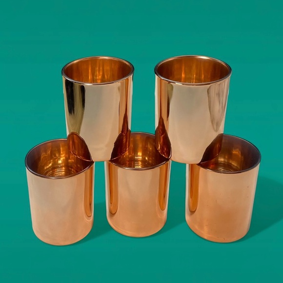 Rose Gold Mirror Finish Drinking Glasses Set of 5 - Picture 1 of 7